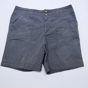 🔴 Eddie Bauer Women Cargo Shorts Gray Cotton Size 12 Utility Pockets Casual